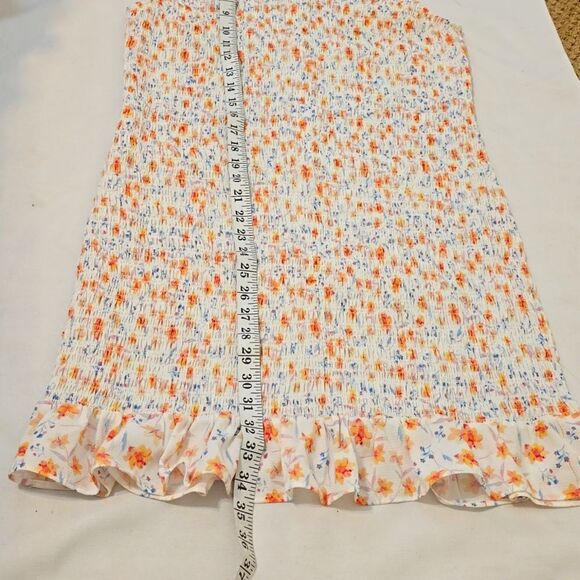 FRENCH CONNECTION Camille Verona Crepe Smocked Minidress in Summer White Large. - Picture 6 of 10